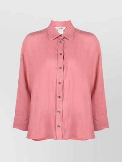 S Max Mara Long-sleeve Linen Shirt In Pink