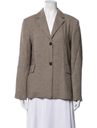 Pre-owned S Max Mara Linen Plaid Print Blazer W/ Tags In Multicolor