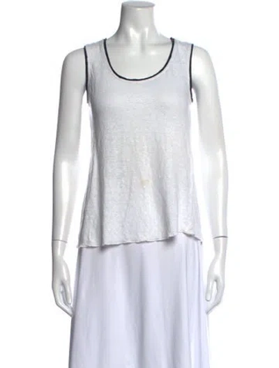 Pre-owned S Max Mara Linen Scoop Neck Top In White