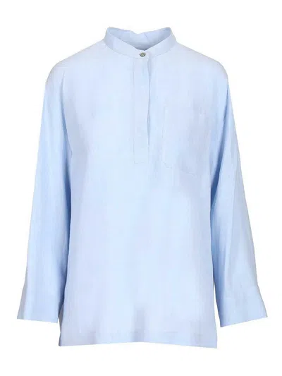 S Max Mara Linen Shirt In Light Blue