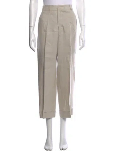 Pre-owned S Max Mara Linen Straight Leg Pants In Neutrals