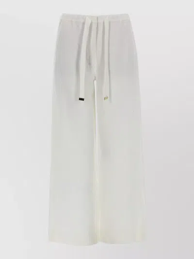 S Max Mara Linen Straight-leg Trousers In White