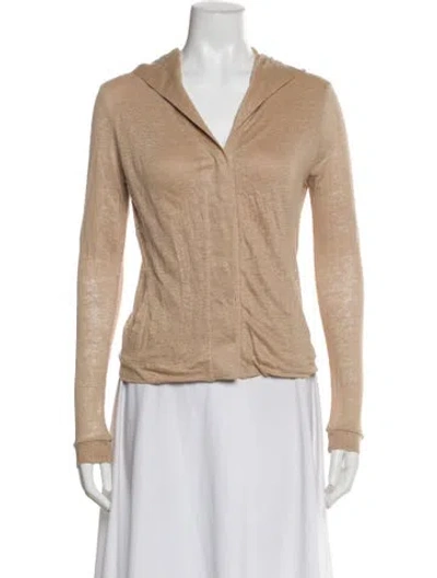 Pre-owned 's Max Mara Linen V-neck Sweater W/ Tags In Neutrals