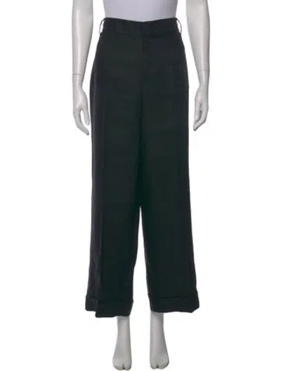 Pre-owned 's Max Mara Linen Wide Leg Pants In Black