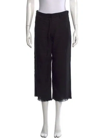 Pre-owned 's Max Mara Linen Wide Leg Pants In Black