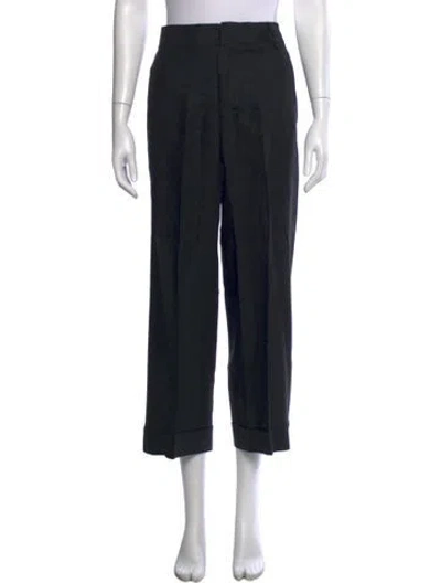 Pre-owned S Max Mara Linen Wide Leg Pants In Black