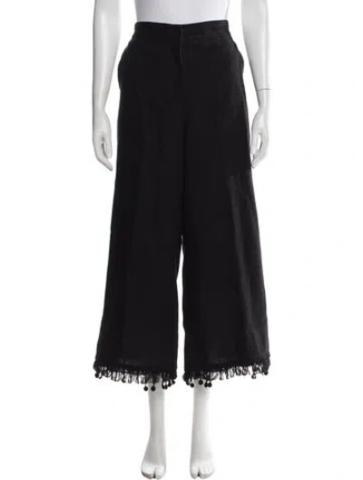 Pre-owned S Max Mara Linen Wide Leg Pants In Black