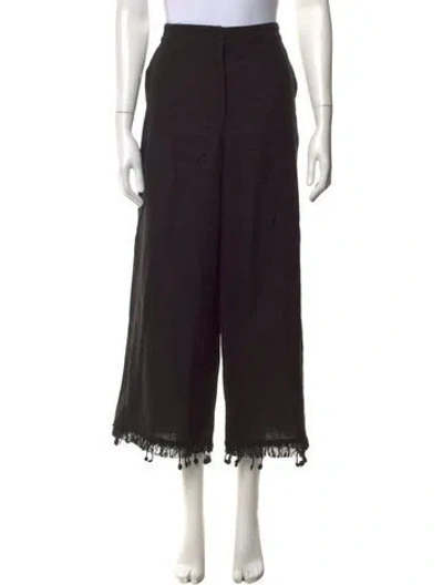 Pre-owned S Max Mara Linen Wide Leg Pants In Black