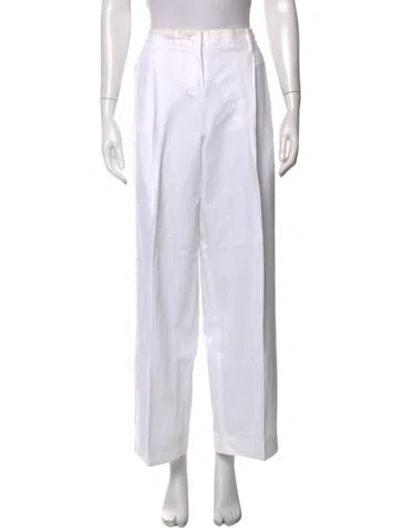Pre-owned S Max Mara Linen Wide Leg Pants In White