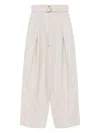 's Max Mara Linen High Waist Pleated Trousers With Belt
