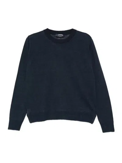 S Max Mara Linen Yarn Crew Neck Sweater In Blue