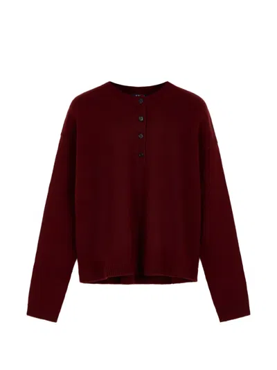 S Max Mara Lisa Henley-neck Dropped-shoulder Sweater In Purple