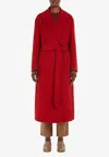 S Max Mara Malika Virgin Wool Long Coat In Red