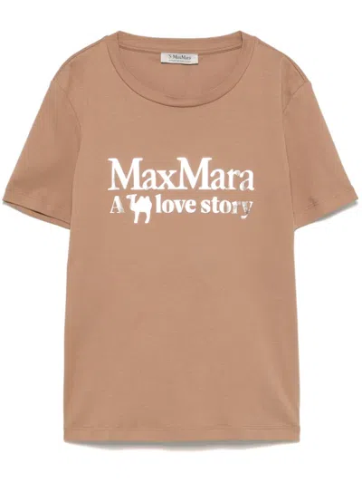 's Max Mara S Max Mara Logo Cotton T Shirt In Brown