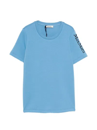 S Max Mara Logo Cotton T-shirt In Sky Blue