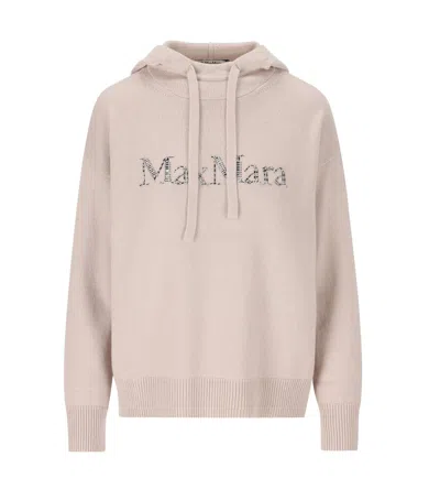 's Max Mara Logo Embellished Knitted Hoodie In Beige