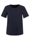S Max Mara Logo Embroidered Crewneck T-shirt In Blue