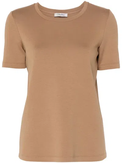S Max Mara Tubo Embroidered Monogram T-shirt In Camel