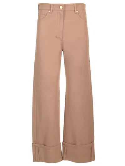 's Max Mara Logo Patch Straight Leg Trousers In Brown