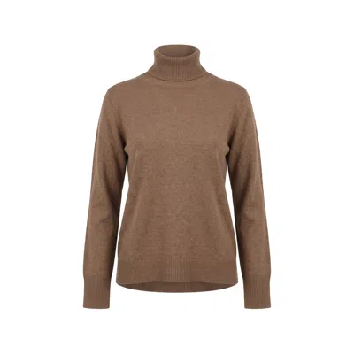 S Max Mara Logo-embroidered Roll-neck Sweater In Brown