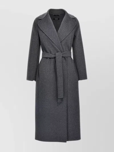 's Max Mara Long Belted Coat With Back Vent In Grey