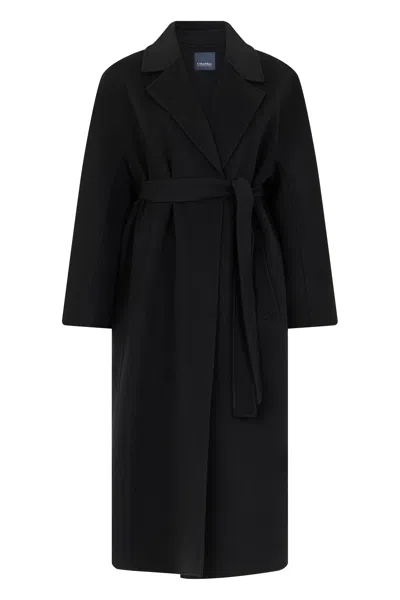 S Max Mara Long Coat With Belt In Black