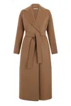 S Max Mara Long Coat With Belt In Brown