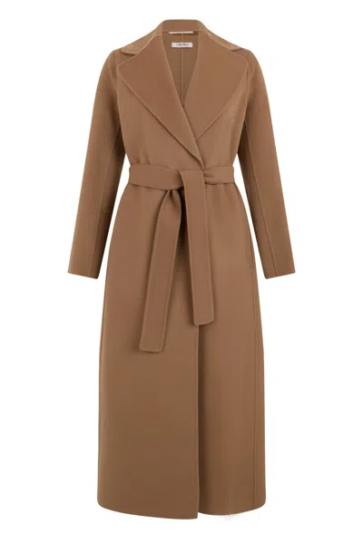 S Max Mara Long Coat With Belt In Brown