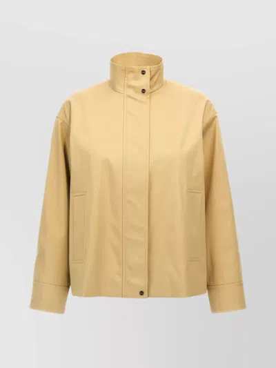 's Max Mara Long Coat With Pockets And High Collar In Yellow