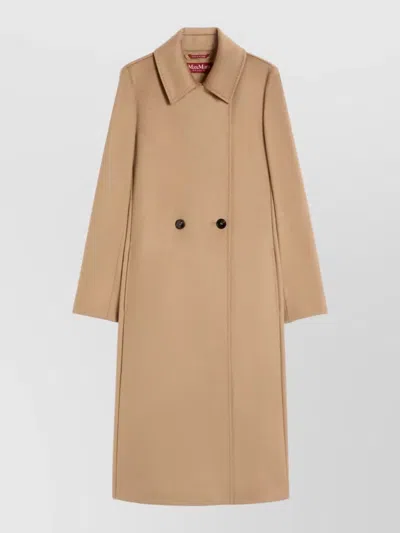 S Max Mara Long Jacket Belted Waist Button Front Pockets In Neutral