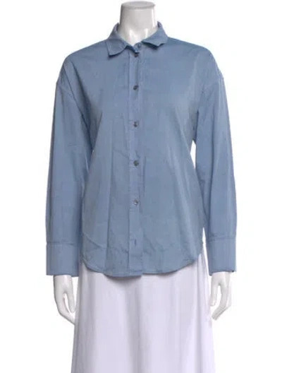 Pre-owned 's Max Mara Long Sleeve Button-up Top In Blue