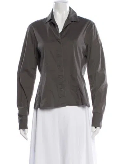 Pre-owned S Max Mara Long Sleeve Button-up Top In Brown