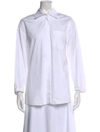 Pre-owned 's Max Mara Long Sleeve Button-up Top W/ Tags In White