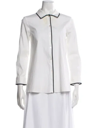 Pre-owned S Max Mara Long Sleeve Button-up Top In White