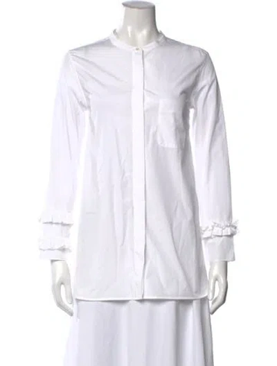 Pre-owned S Max Mara Long Sleeve Button-up Top In White