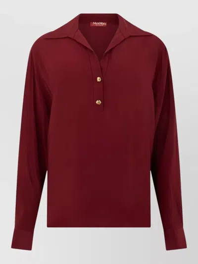 S Max Mara Long Sleeve Knit Polo Shirt In Red