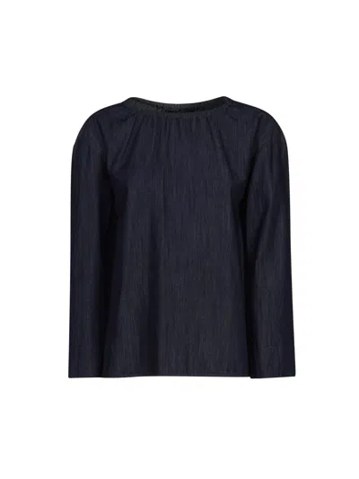 's Max Mara Long-sleeved Chambray Top In Blue
