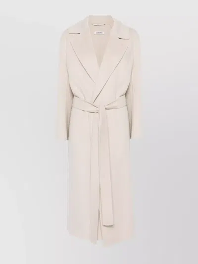 S Max Mara Long Wool Coat Belted Waist In Beige