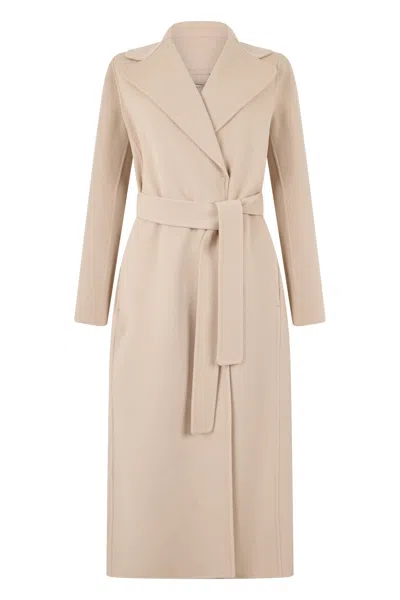 S Max Mara Long Wool Coat In Neutral