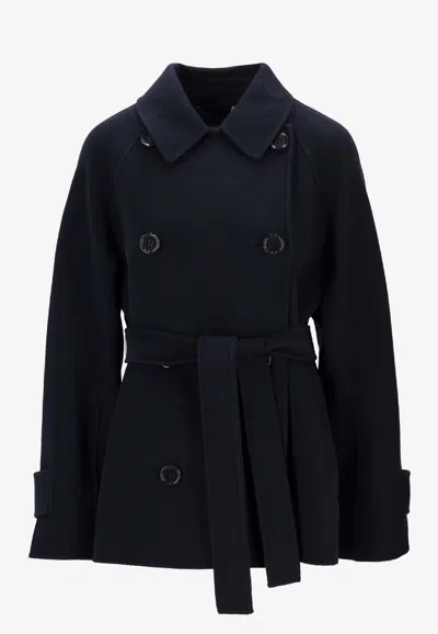 S Max Mara Louise Wool Belted Coat In Blue
