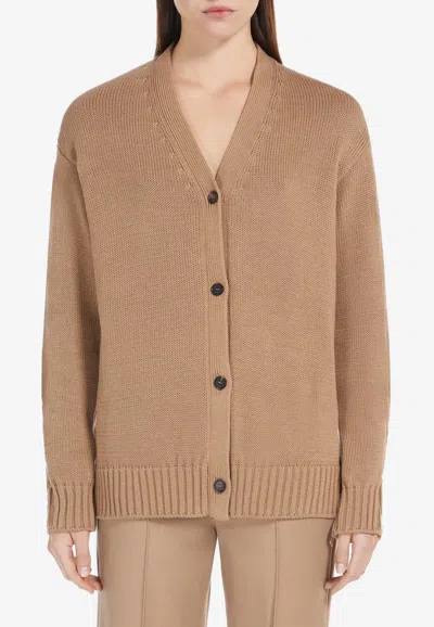 S Max Mara Lukas Knitted Cardigan In Beige