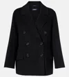 S Max Mara Lukas Wool Double Breasted Short Coat In Black