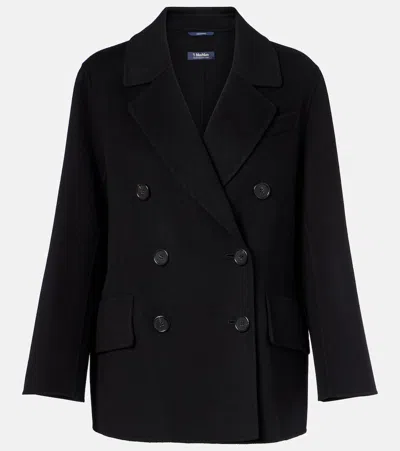 S Max Mara Lukas Wool Double Breasted Short Coat In Black