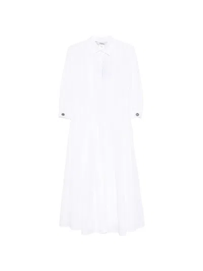 S Max Mara Madagio Pleated-waist Flared Dress In White