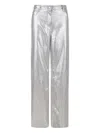 's Max Mara Malika Metallic Linen Wide-leg Pants In Silver