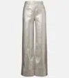 's Max Mara Malika Metallic Linen Wide-leg Pants In Silver