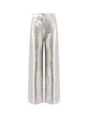 's Max Mara Malika Metallic Linen Wide-leg Pants In Silver