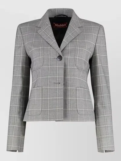 S Max Mara Manto Single Breasted Plaid Tailored Jacket In Gray