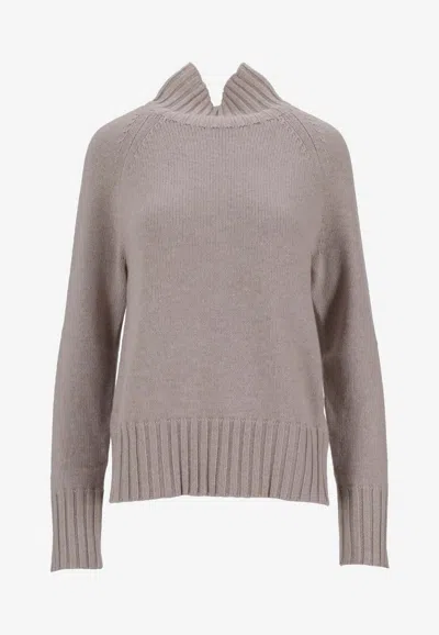 's Max Mara Mantova Ribbed Wool Turtleneck Sweater In Beige