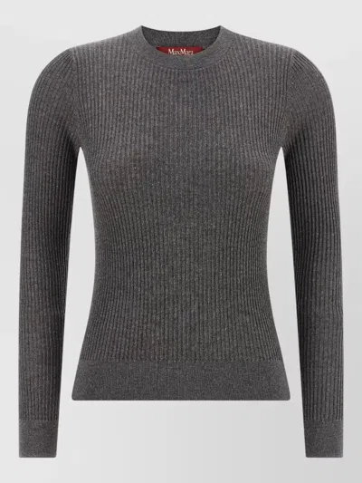 S Max Mara Marabu Crew Neck Sweater Ribbed Sparkling In Gray